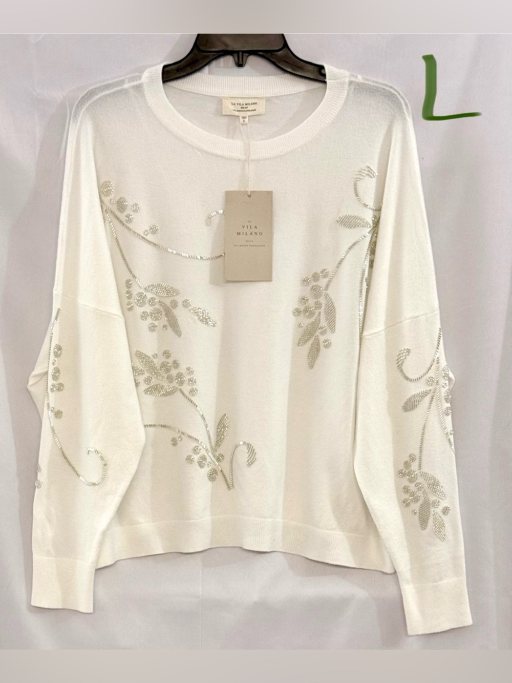 Vila Milano Embellished White Crewneck Sweater